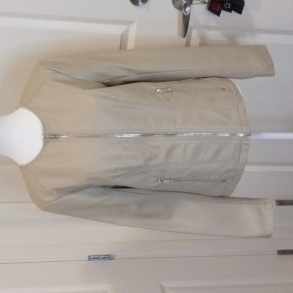 Kenneth Cole Reaction Size Medium Women's Moto Jacket, Oatmeal, NWOT - Picture 1 of 10